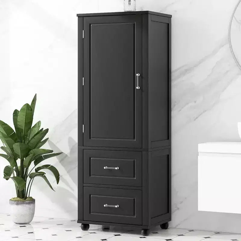 Meuble de rangement haut de salle de bain, meuble de rangement autonome avec deux tiroirs et étagère réglable
