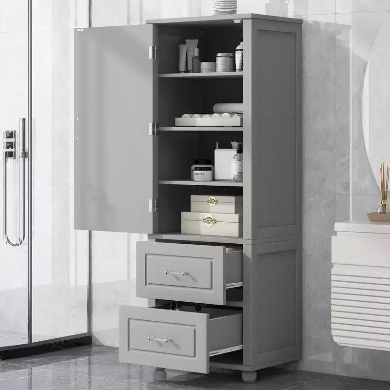 Meuble de rangement haut de salle de bain, meuble de rangement autonome avec deux tiroirs et étagère réglable