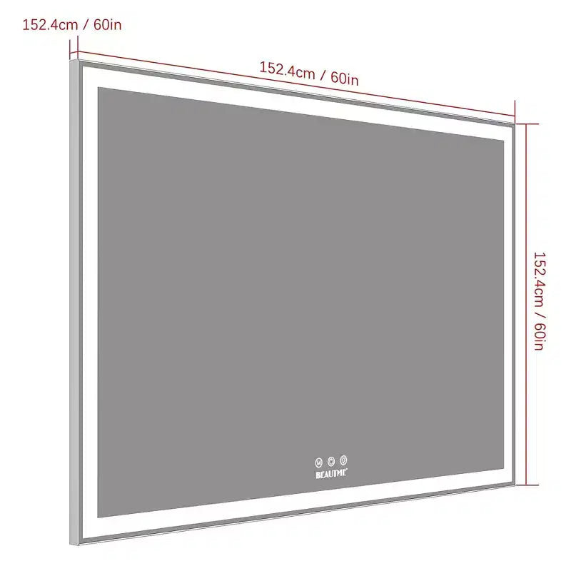Miroir de salle de bain LED surdimensionné 60x40 : Mural, 3 modes de couleur, Cadre en aluminium, Grand