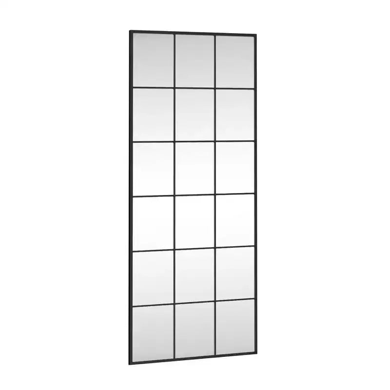 Miroir rectangulaire avec cadre en treillis de fer forgé - Noir 176x76x2.7cm