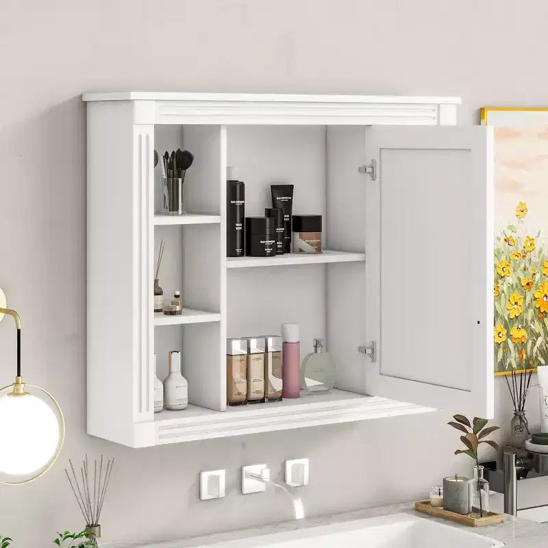 Rangement de salle de bain mural 35x28 - Armoire miroir avec étagères ouvertes