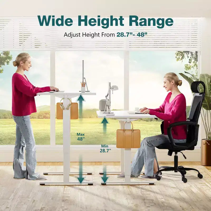 Bureau ergonomique réglable en hauteur avec support en T en métal Postes de travail informatiques modernes