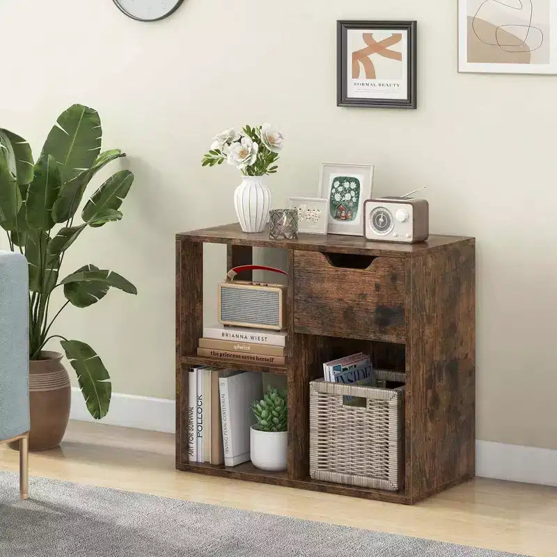 1/2 bibliothèques 3 cubes à 2 étagères ouvertes avec tiroir, organisateur de rangement à domicile