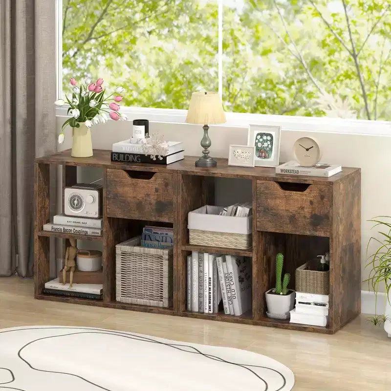 1/2 bibliothèques 3 cubes à 2 étagères ouvertes avec tiroir, organisateur de rangement à domicile