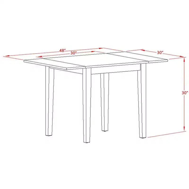 Table rectangulaire 30X48 avec 2 rallonges papillon