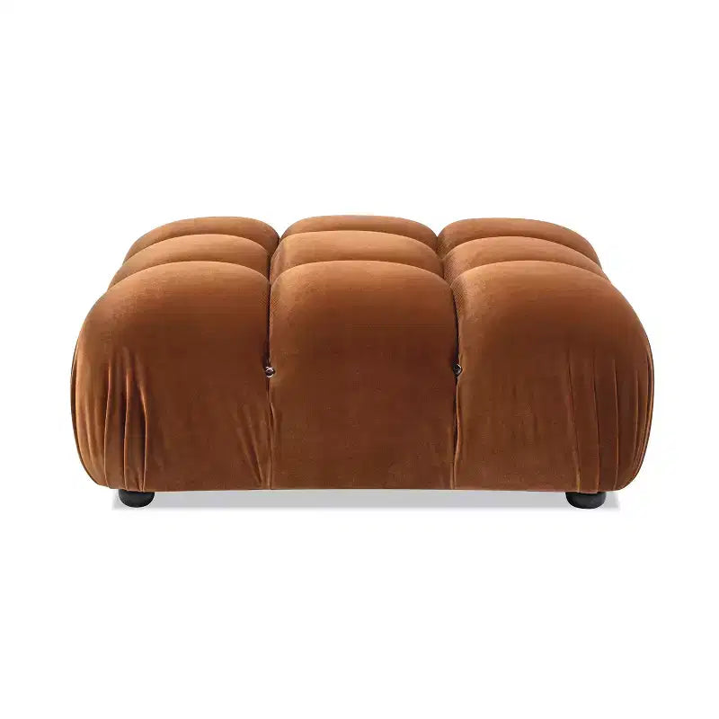 Pouf cocktail moderne et modulaire Bubble, Velours de performance vert olive