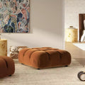 Pouf cocktail moderne et modulaire Bubble, Velours de performance vert olive