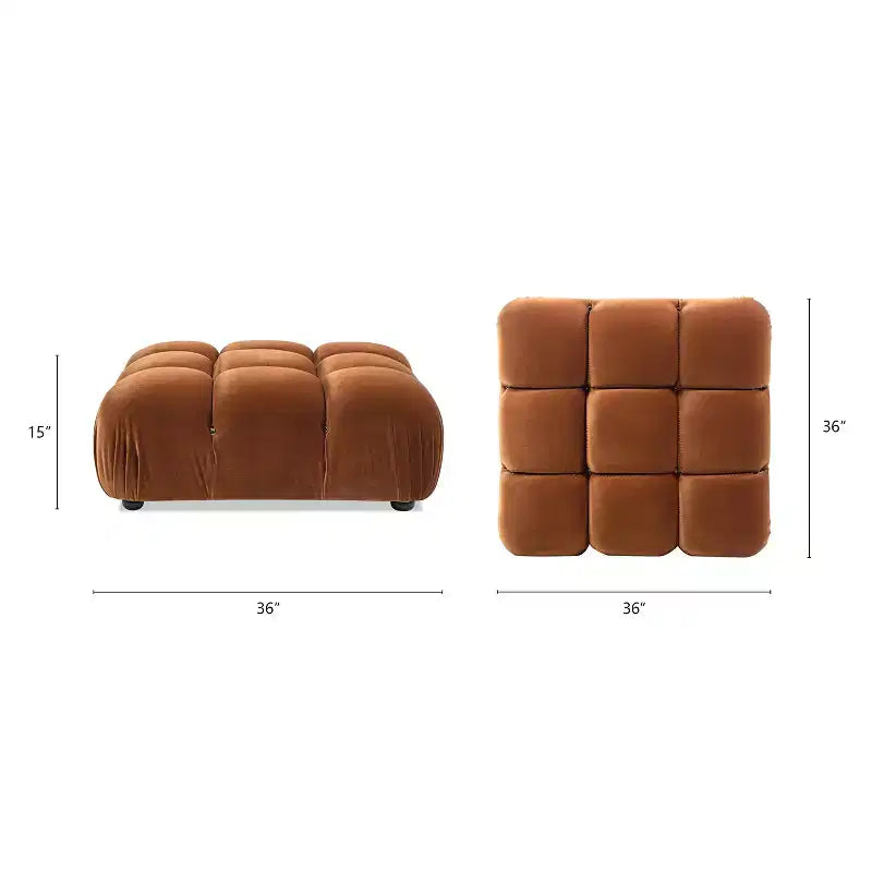 Pouf cocktail moderne et modulaire Bubble, Velours de performance vert olive