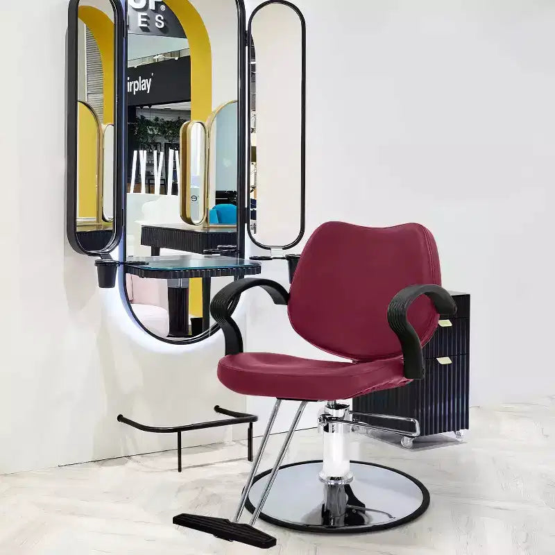 Fauteuil de barbier Fauteuil de salon de coiffure avec pompe hydraulique pivotant à 360 degrés