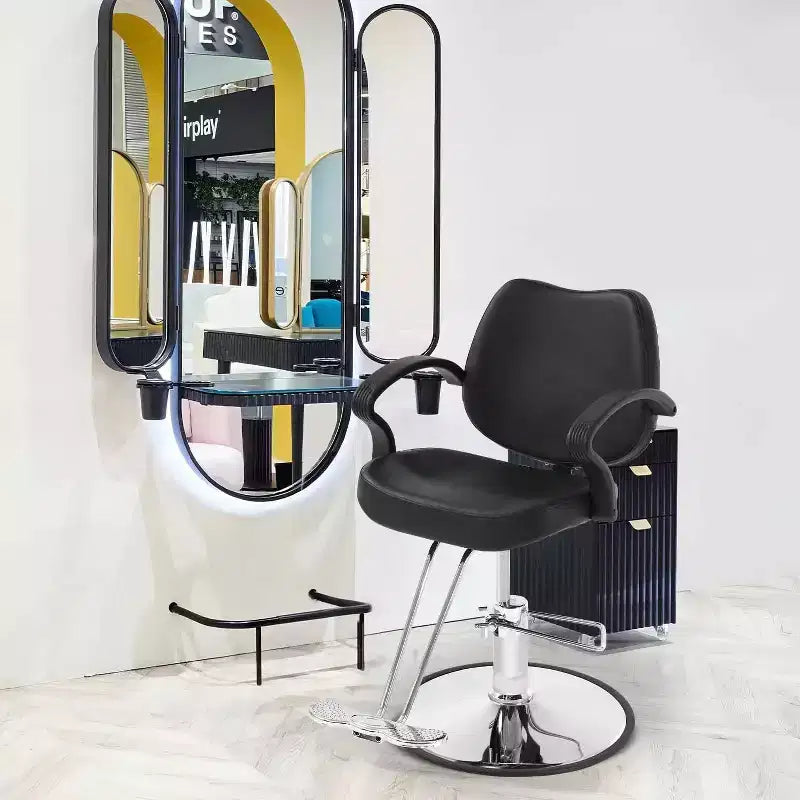Fauteuil de barbier Fauteuil de salon de coiffure avec pompe hydraulique pivotant à 360 degrés