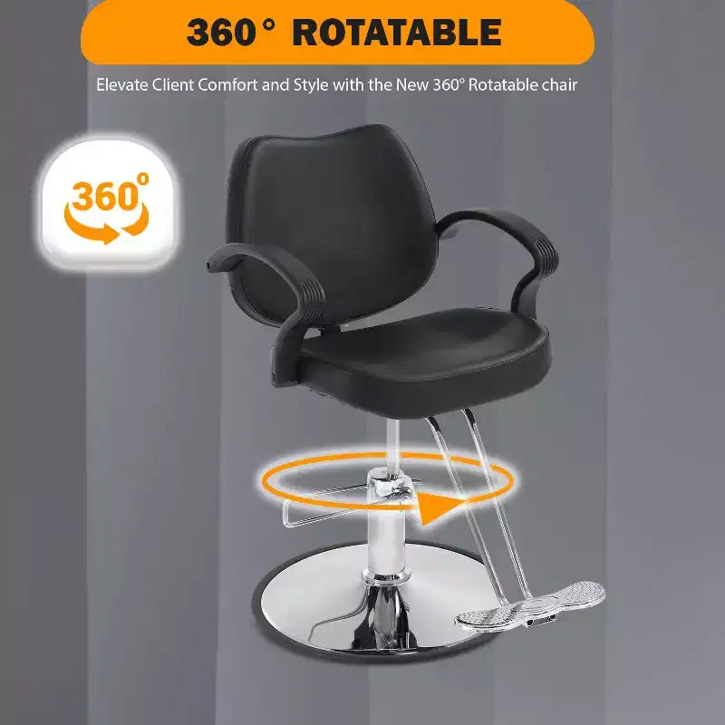 Fauteuil de barbier Fauteuil de salon de coiffure avec pompe hydraulique pivotant à 360 degrés