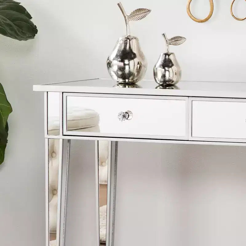 Console 2 tiroirs effet miroir - Argenté