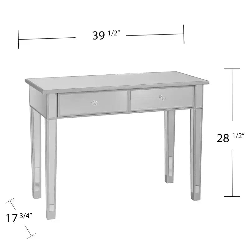 Console 2 tiroirs effet miroir - Argenté