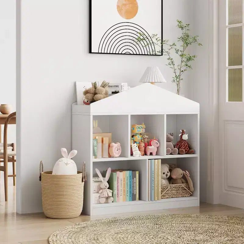 Organisateur de rangement de jouets pour enfants à 5 compartiments – Bibliothèque en bois blanc pour salle de jeux, chambre de bébé et chambre d'enfants