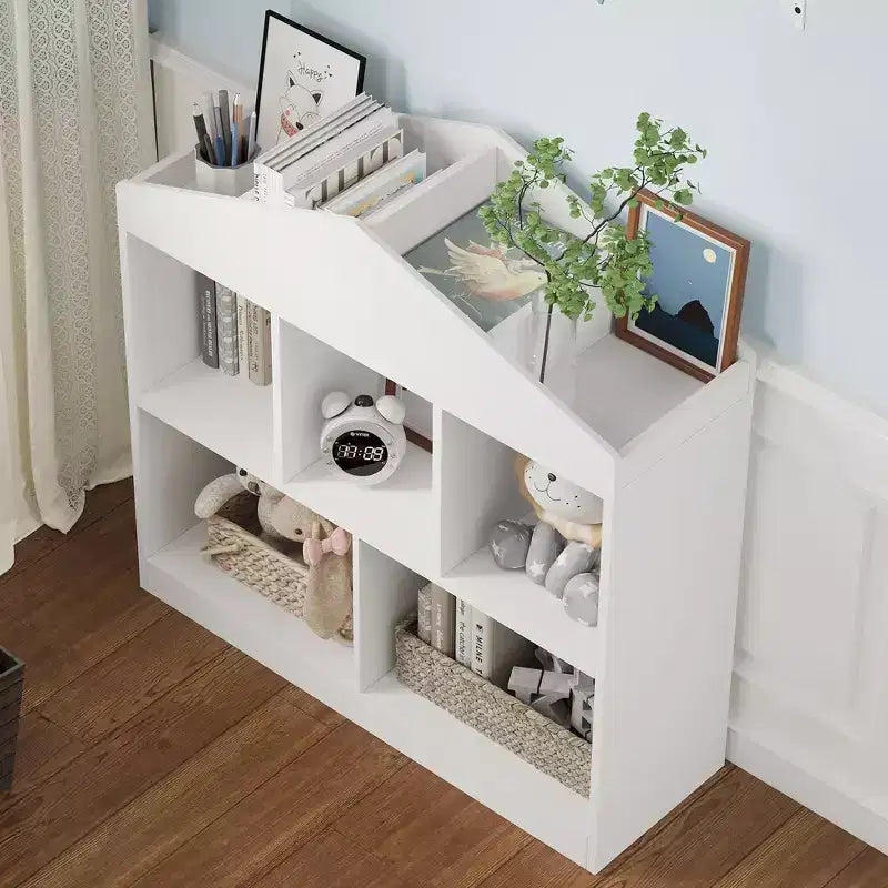 Organisateur de rangement de jouets pour enfants à 5 compartiments – Bibliothèque en bois blanc pour salle de jeux, chambre de bébé et chambre d'enfants