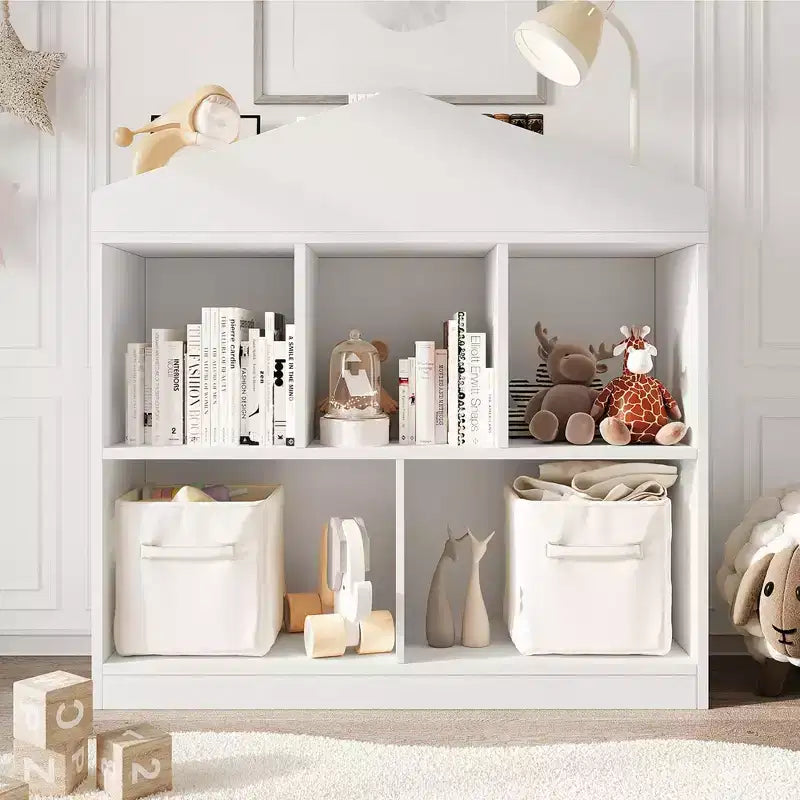 Organisateur de rangement de jouets pour enfants à 5 compartiments – Bibliothèque en bois blanc pour salle de jeux, chambre de bébé et chambre d'enfants