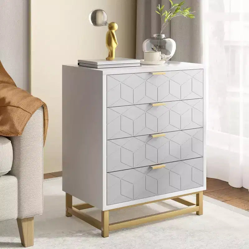 Commode de rangement à tiroirs, commode de chambre à coucher, organiseur de commode de 53,5 cm avec poignée et pieds en métal