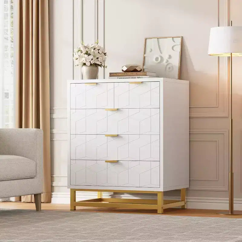 Commode de rangement à tiroirs, commode de chambre à coucher, organiseur de commode de 53,5 cm avec poignée et pieds en métal