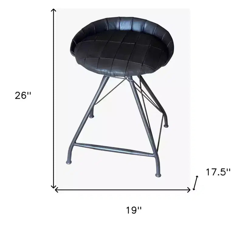 24 tabourets de bar pivotants gris en cuir et fer, à dossier bas, hauteur comptoir