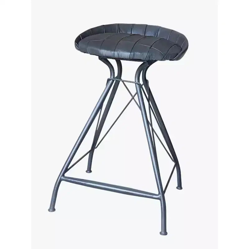 24 tabourets de bar pivotants gris en cuir et fer, à dossier bas, hauteur comptoir