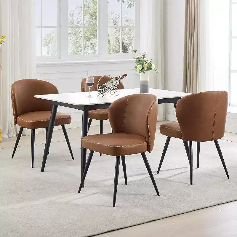 Lot de 2 chaises de salle à manger, chaises de cuisine modernes, chaise d'appoint sans accoudoirs rembourrée en similicuir