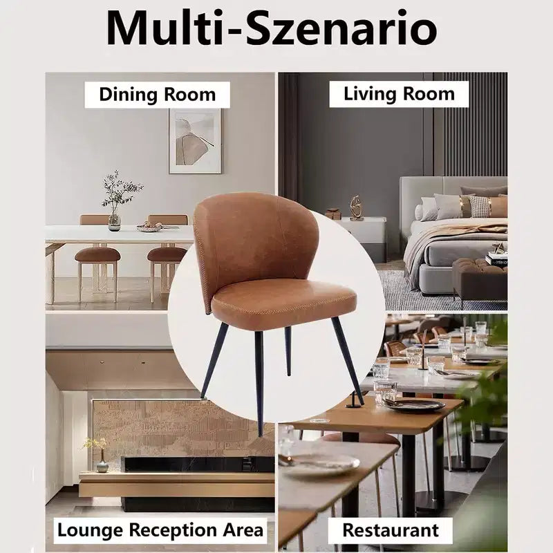 Lot de 2 chaises de salle à manger, chaises de cuisine modernes, chaise d'appoint sans accoudoirs rembourrée en similicuir