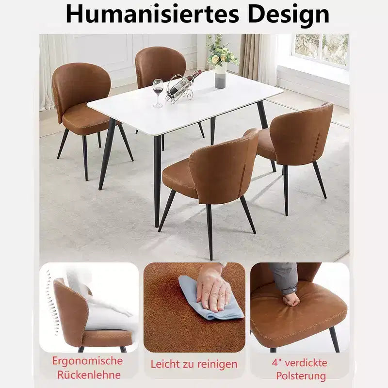 Lot de 2 chaises de salle à manger, chaises de cuisine modernes, chaise d'appoint sans accoudoirs rembourrée en similicuir