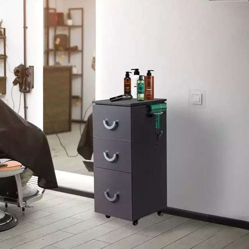 Chariot de salon à roulettes, 3 tiroirs, porte-outils latéraux