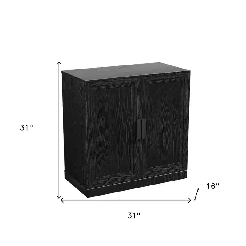 Armoire d'appoint noire texturée avec trois étagères