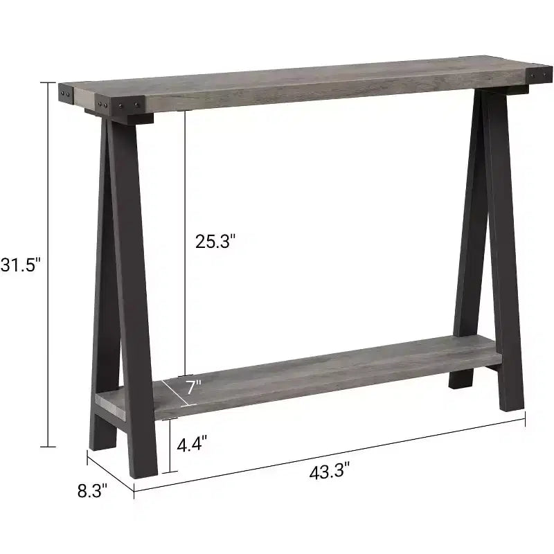 Table console étroite de ferme, table console de 43,3 po avec rangement