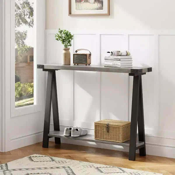 Farmhouse Narrow Entryway Table, 43.3 Console Table with Storage