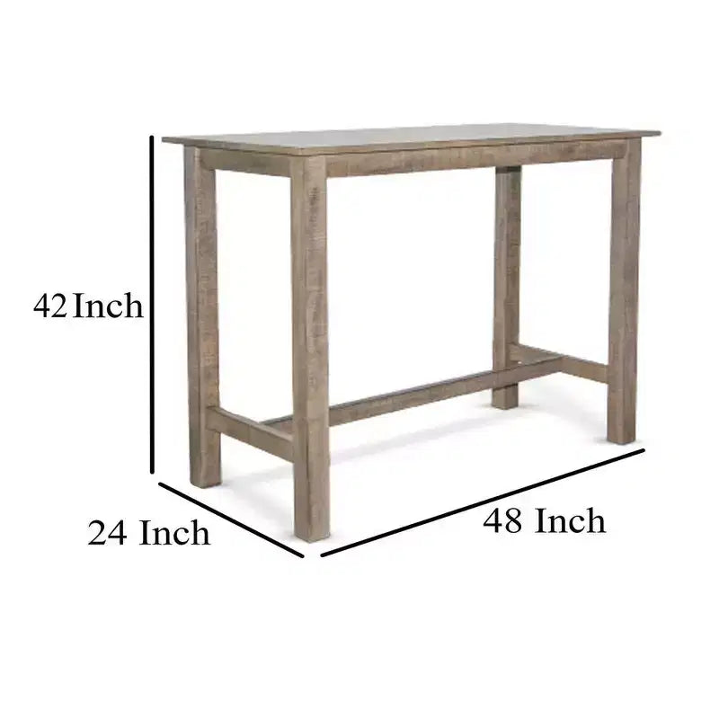 Table de salle à manger haute | Plateau rectangulaire 48 po | Bois d'acajou