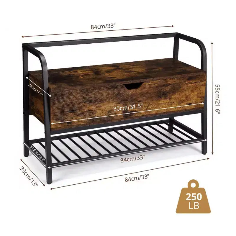 Banc à chaussures blanc avec portes coulissantes et coussin, banc de rangement de style ferme pour entrée avec compartiment caché et étagères réglables