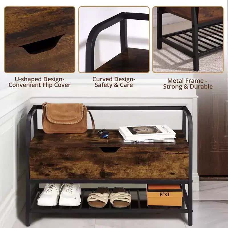 Banc à chaussures blanc avec portes coulissantes et coussin, banc de rangement de style ferme pour entrée avec compartiment caché et étagères réglables