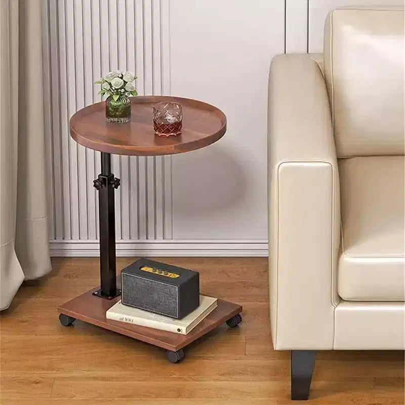 Table d'appoint mobile en C à hauteur réglable avec roulettes pour salon et chambre à coucher