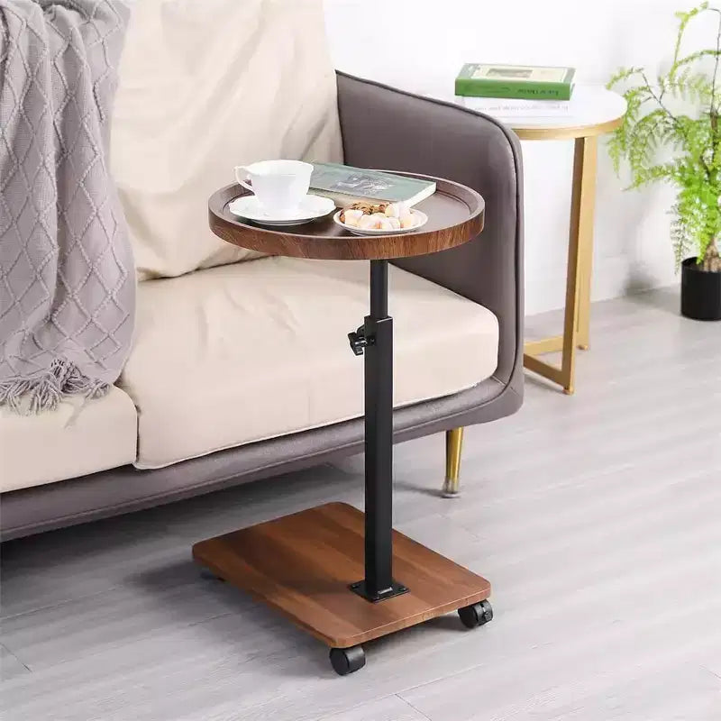 Table d'appoint mobile en C à hauteur réglable avec roulettes pour salon et chambre à coucher