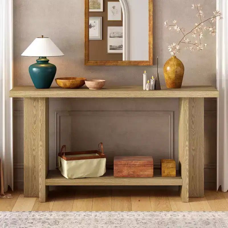 Tables console pour entrée, Grande table de canapé derrière le canapé Tables console en bois avec pieds en T pour salon, vestibule