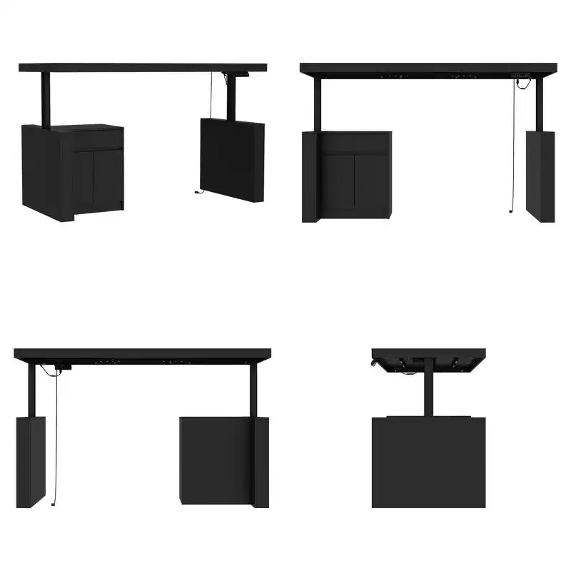 Bureau d'ordinateur réglable en hauteur avec armoire de rangement et tiroir intégrés