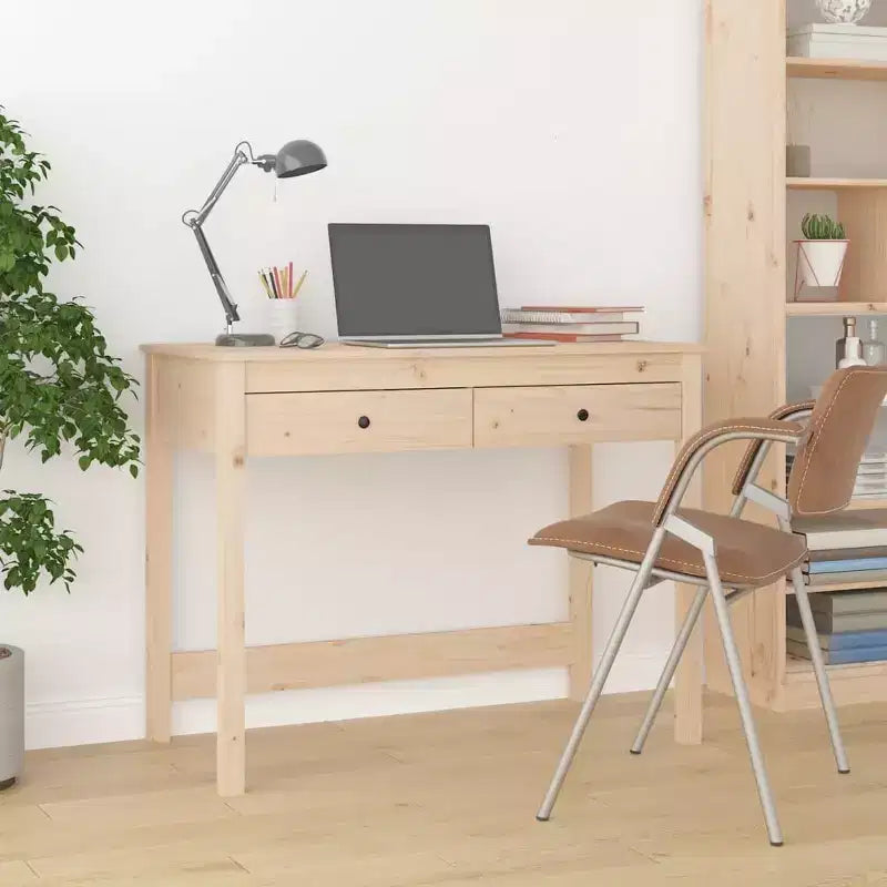 Bureau Bois Naturel Pin Massif Bureau Moyen Rectangulaire