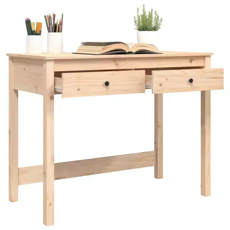 Bureau Bois Naturel Pin Massif Bureau Moyen Rectangulaire