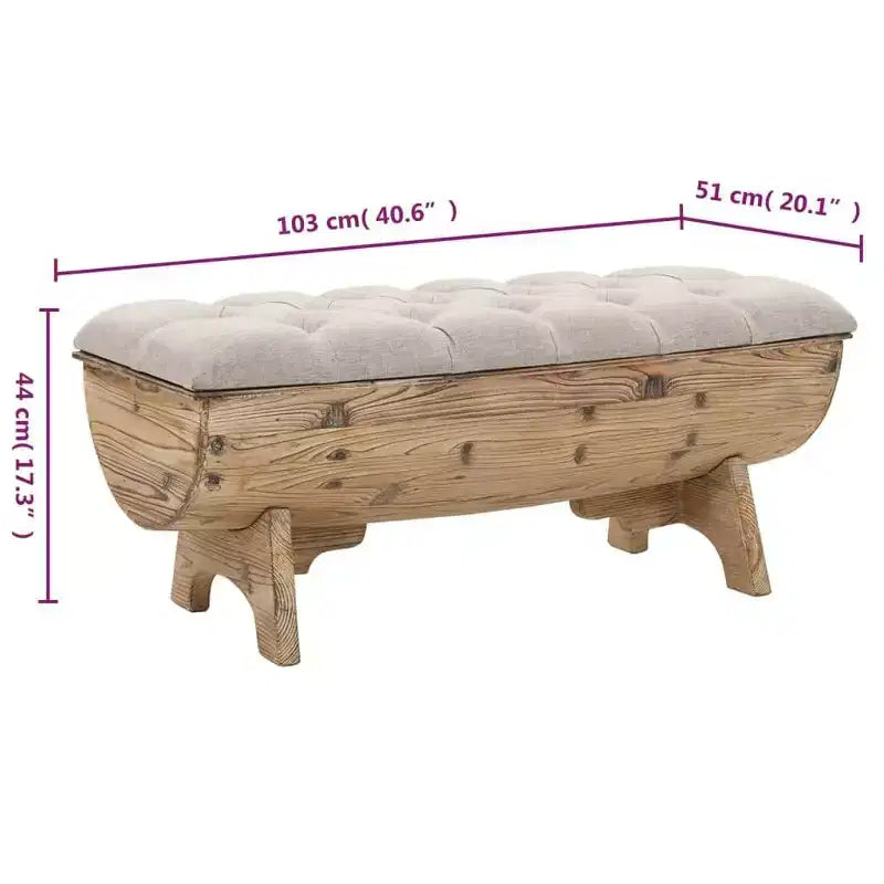 Banc de rangement en bois de sapin massif 40,6