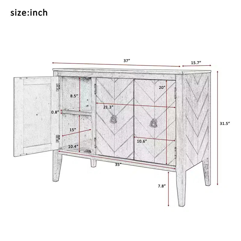 Meuble de rangement d'appoint vintage avec étagère réglable, buffet en bois massif, table console, table basse, gris
