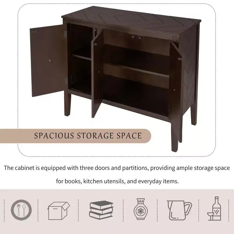 Meuble de rangement d'appoint vintage avec étagère réglable, buffet en bois massif, table console, table basse, gris