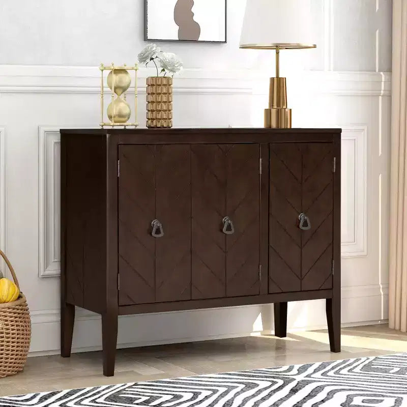 Meuble de rangement d'appoint vintage avec étagère réglable, buffet en bois massif, table console, table basse, gris