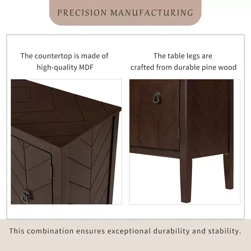 Meuble de rangement d'appoint vintage avec étagère réglable, buffet en bois massif, table console, table basse, gris