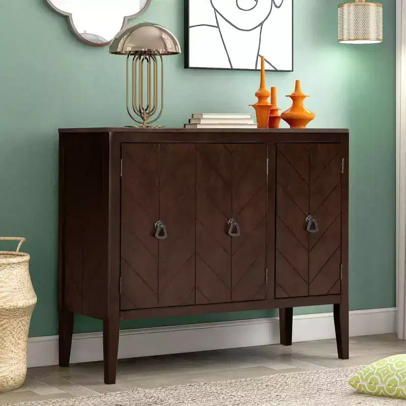 Meuble de rangement d'appoint vintage avec étagère réglable, buffet en bois massif, table console, table basse, gris