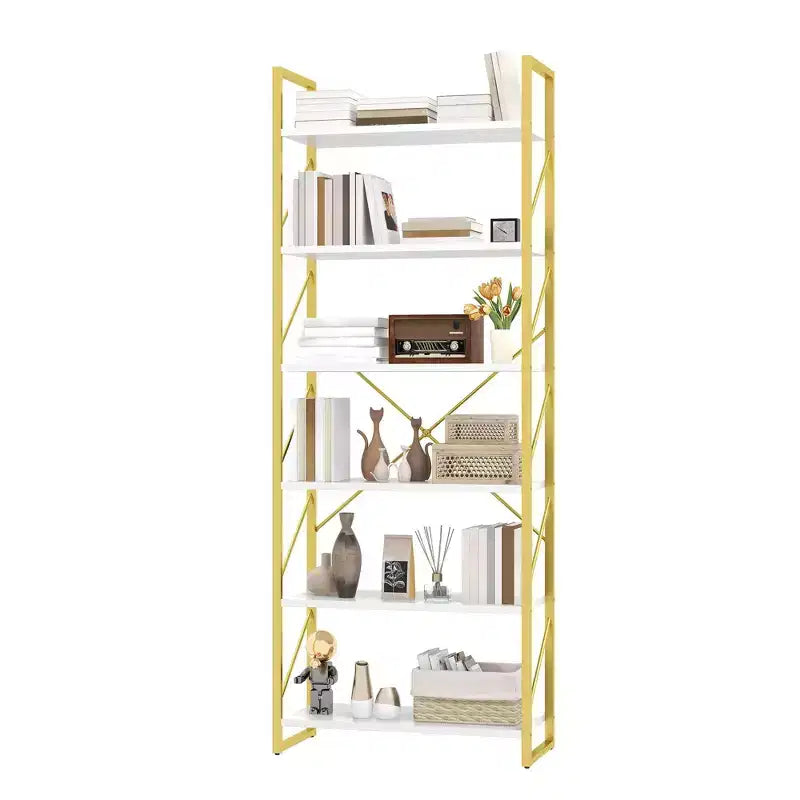 Étagère bibliothèque à 6 niveaux, rayonnage de rangement ouvert pour salon/maison/bureau, assemblage simple