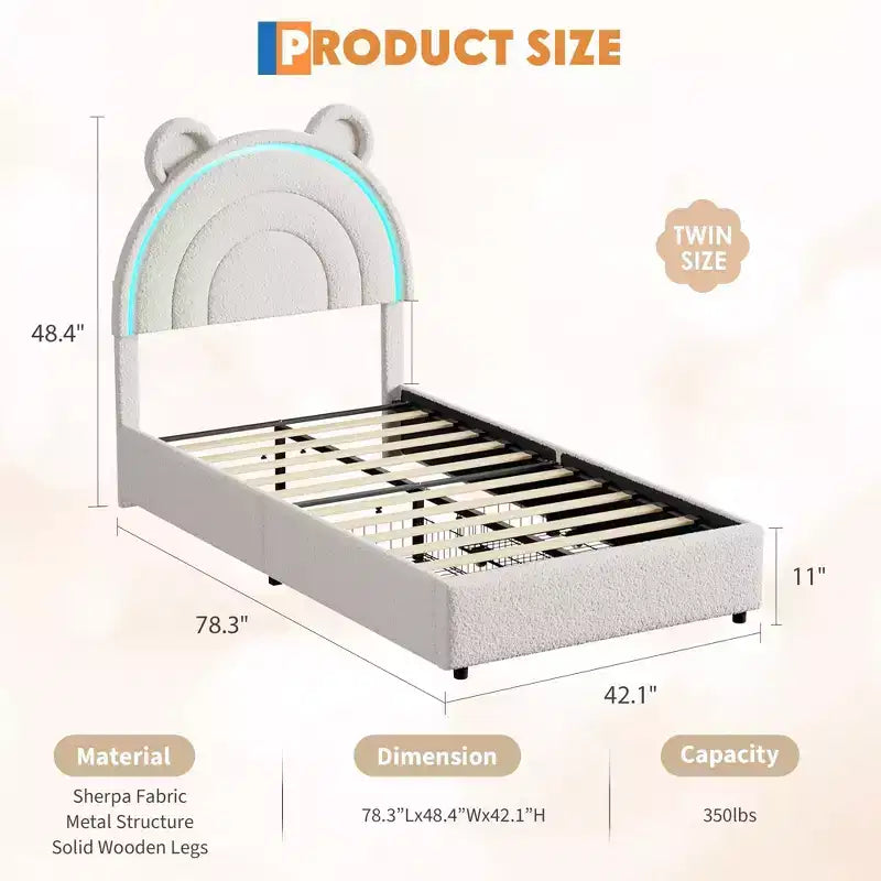 Lit plateforme rembourré avec tiroirs de rangement et tête de lit décorative, support à lattes en bois robuste, pas besoin de sommier tapissier, montage facile