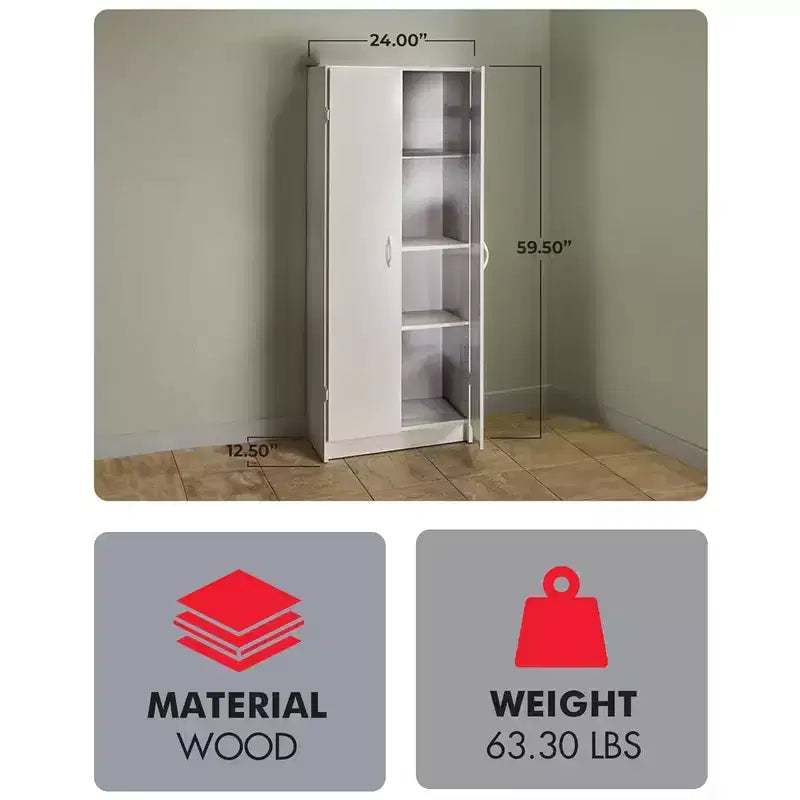 Armoire de cuisine avec étagères réglables, grise