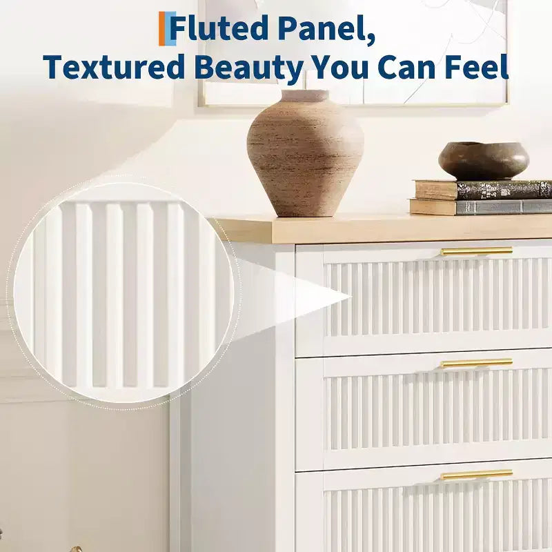 Commode cannelée pour chambre, chiffonnier de 90 cm de haut avec 4 tiroirs de rangement, meuble de rangement en bois moderne pour salon, chambre, entrée